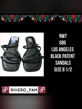 NWT | GBG LOS ANGELES |  BLACK PATENT SANDALS | SIZE 8 1/2